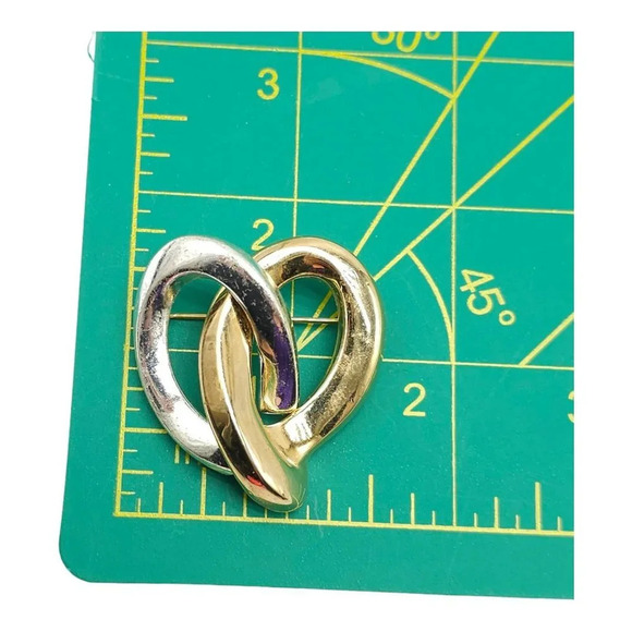 Erwin Pearl Pretzel Brooch Pin Dual Gold Silver Tone Vintage - Picture 5 of 5